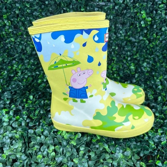 HUNTER X PEPPA PIG CLASSIC MUDDY PUDDLES WELLINGTON BOOTS SIZE 1 kids - Picture 1 of 9